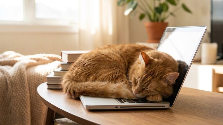Кошка спит на ноутбуке: 5 причин и как сделать лежак, который её устроит
