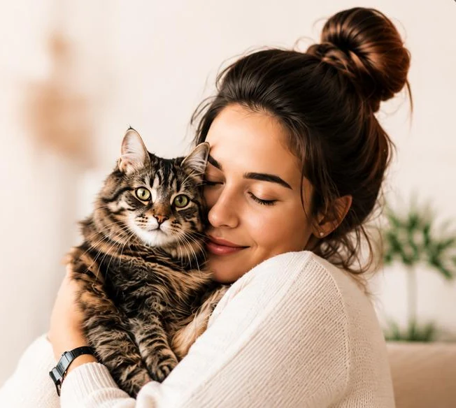 Девушка обнимает кота — сообщество Анима Life